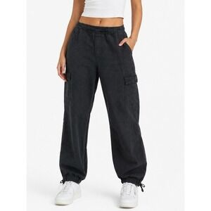 Black womens Cargo Jogger Pants linen sz med Joe fresh natural organic summer